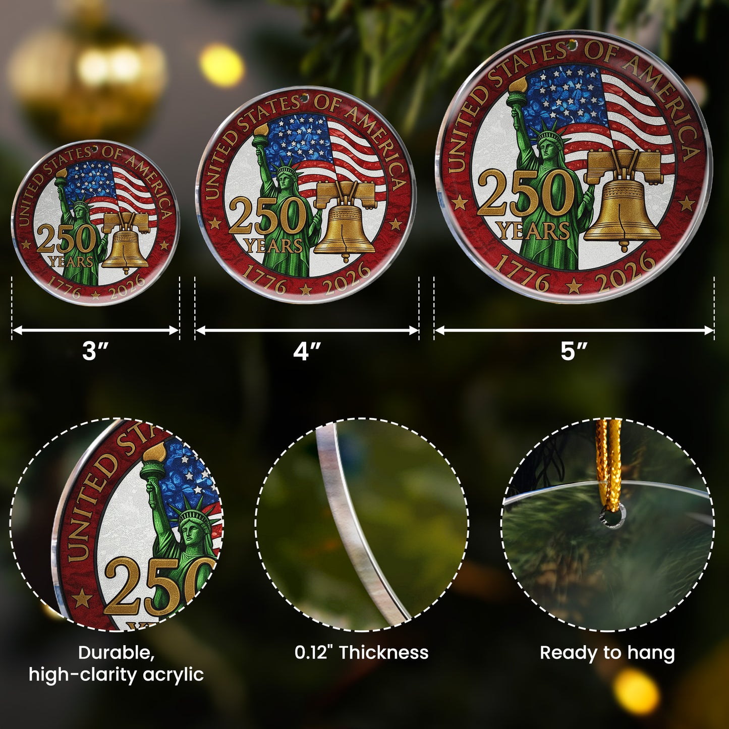 Usa 250th Anniversary - Acrylic Ornament