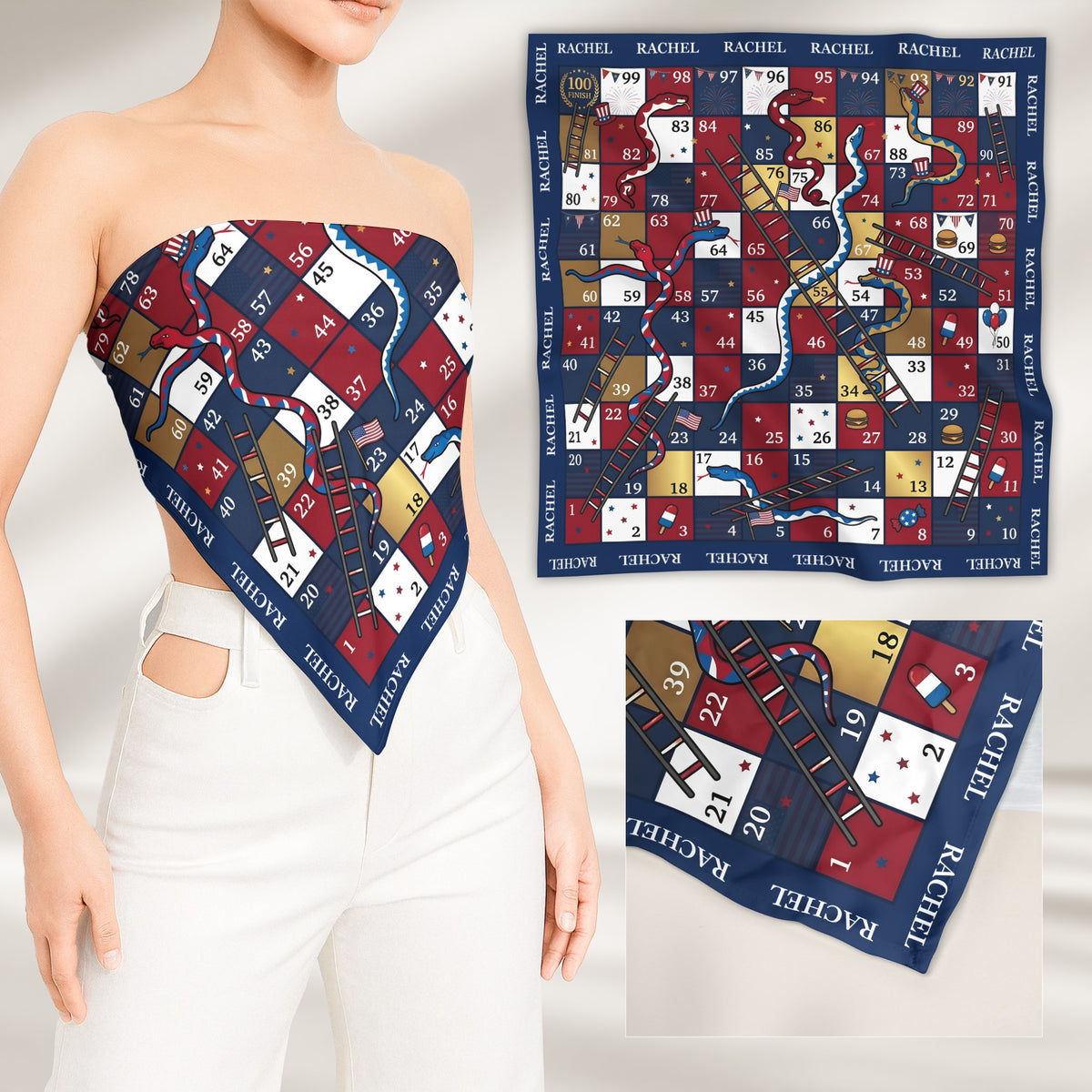 Usa-250Th-Anniversary-Games-For-Kids-Personalized-Scarf-7