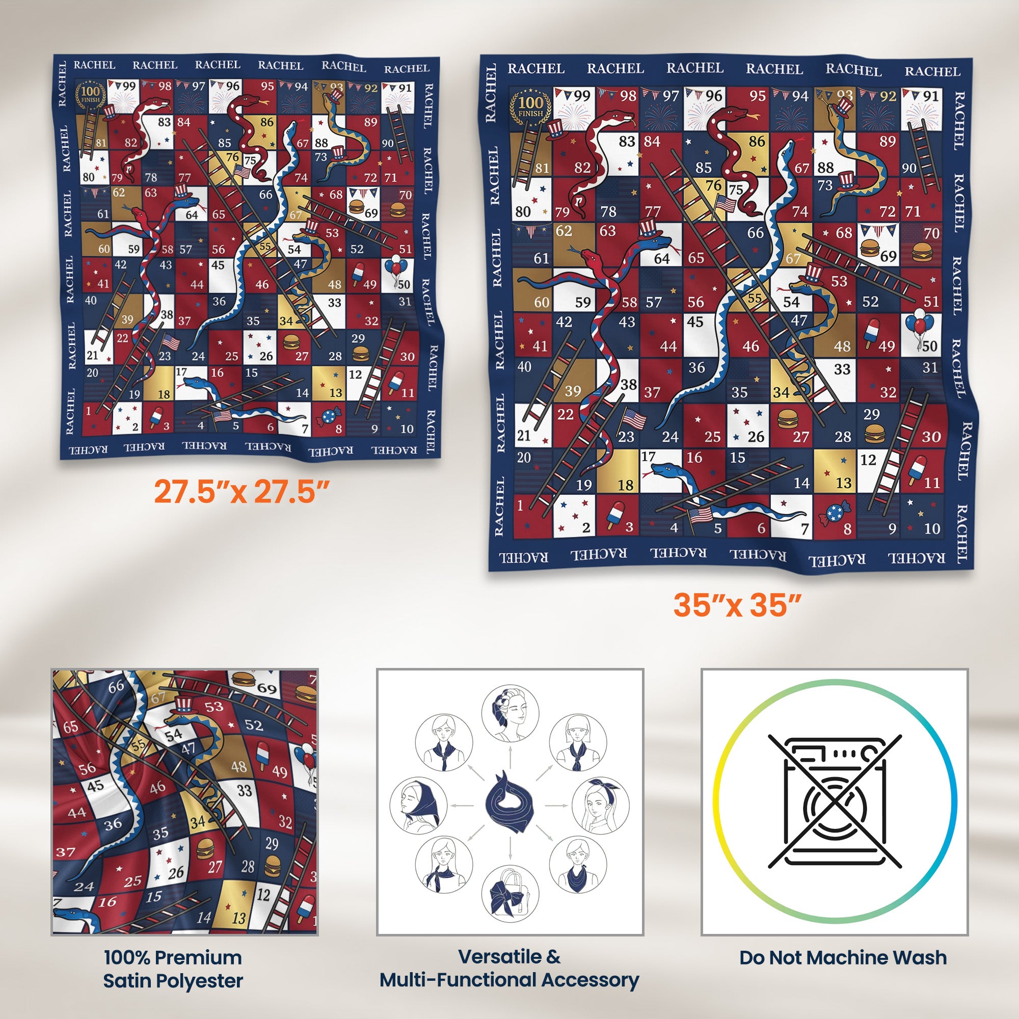 Usa-250Th-Anniversary-Games-For-Kids-Personalized-Scarf-8