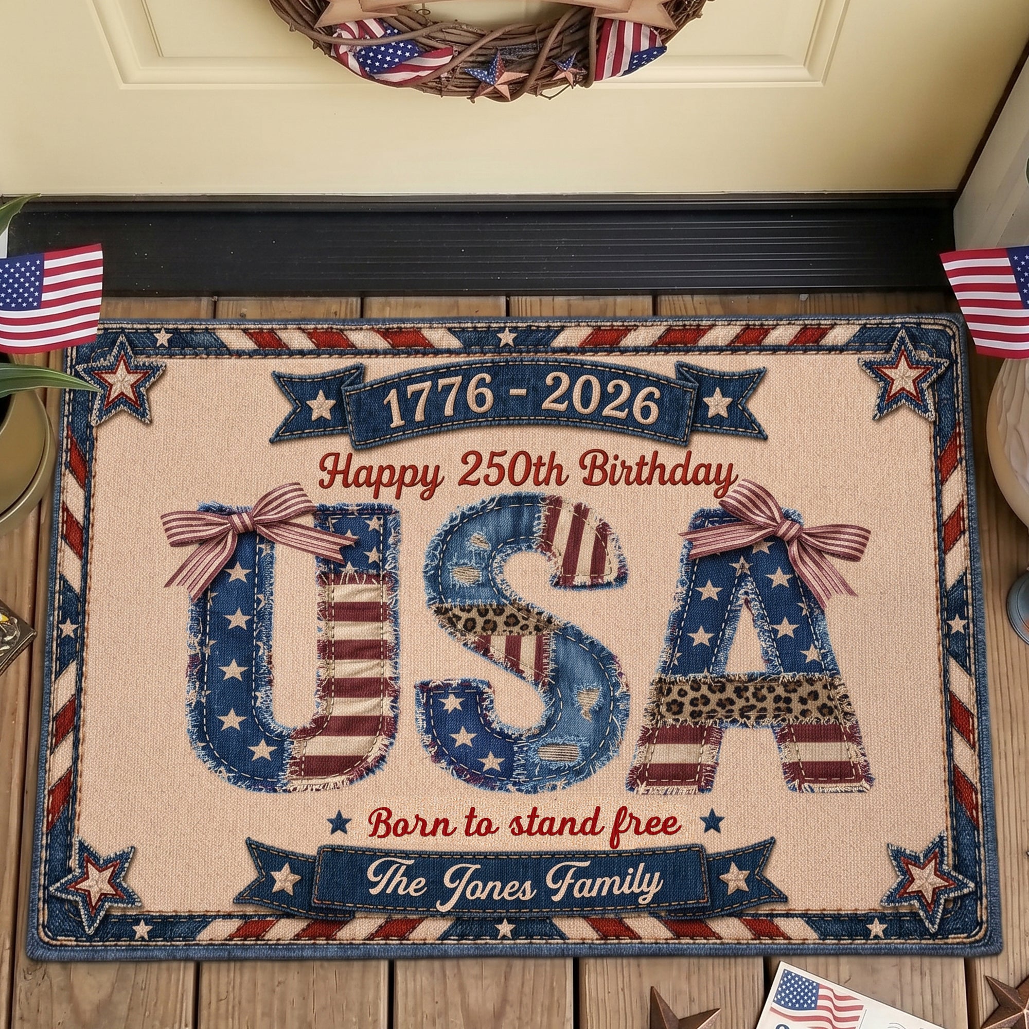Usa-250Th-Birthday-Faux-Denim-Pattern-Personalized-Doormat-1