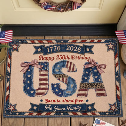 Usa-250Th-Birthday-Faux-Denim-Pattern-Personalized-Doormat-1