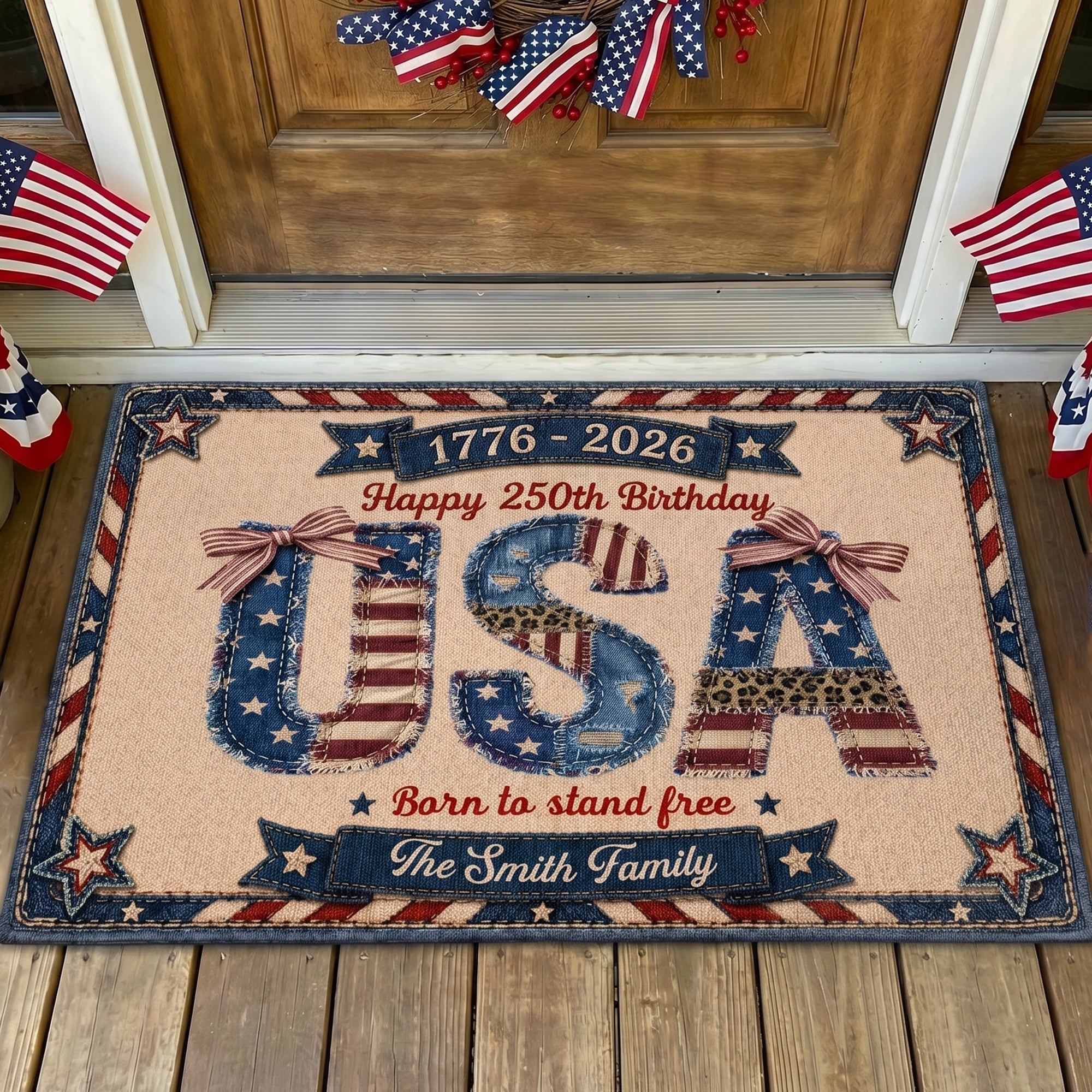 Usa-250Th-Birthday-Faux-Denim-Pattern-Personalized-Doormat-2