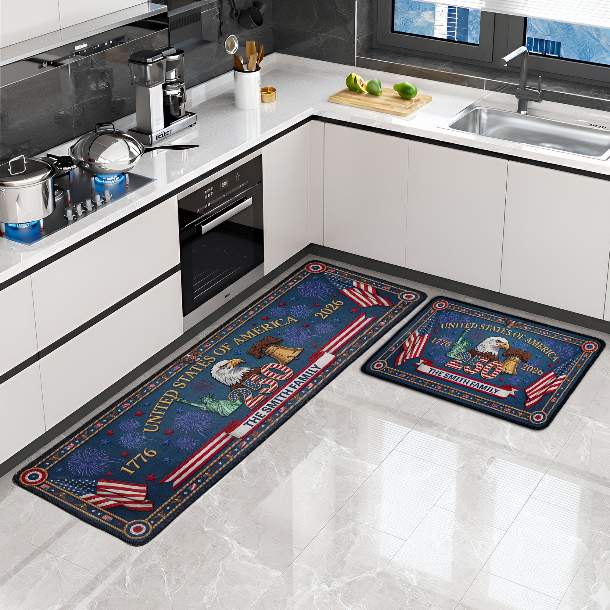 Usa-250-Years-Of-Freedom-Faux-Pattern-Personalized-Runner-Rug-1