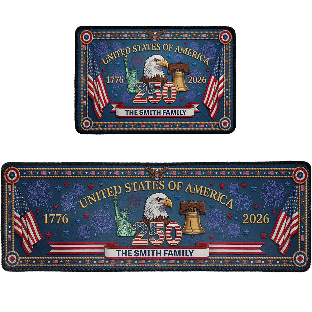 Usa-250-Years-Of-Freedom-Faux-Pattern-Personalized-Runner-Rug-3