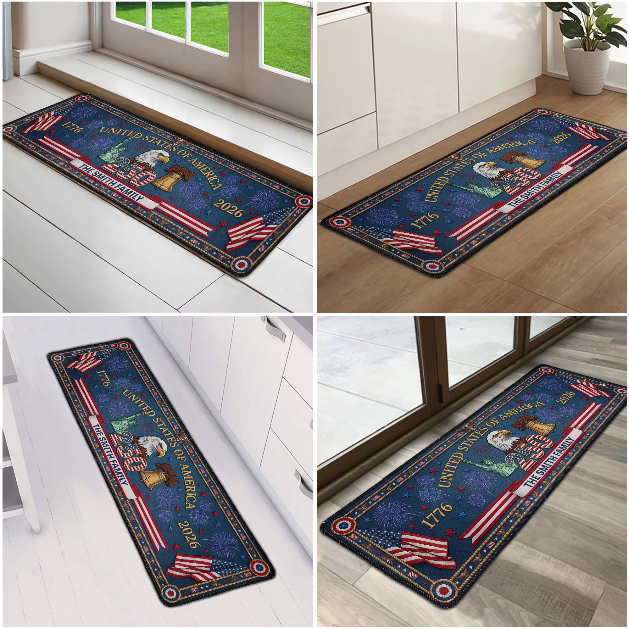 Usa-250-Years-Of-Freedom-Faux-Pattern-Personalized-Runner-Rug-6