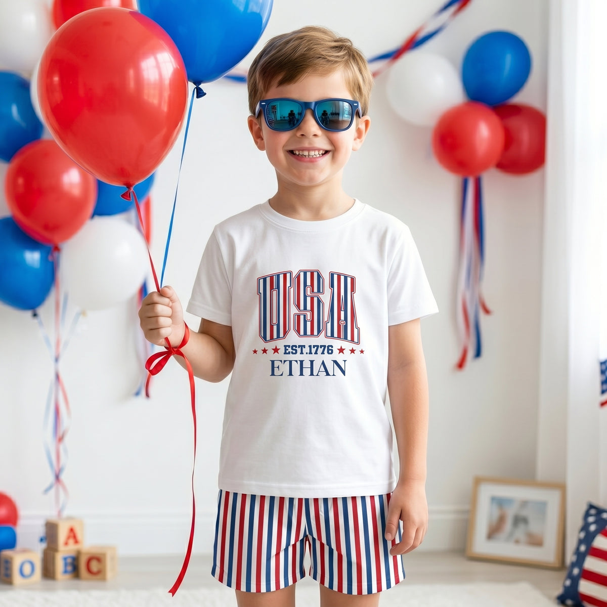 Usa-Est-1776-250Th-Birthday-Personalized-Kids-Clothing-Set-3