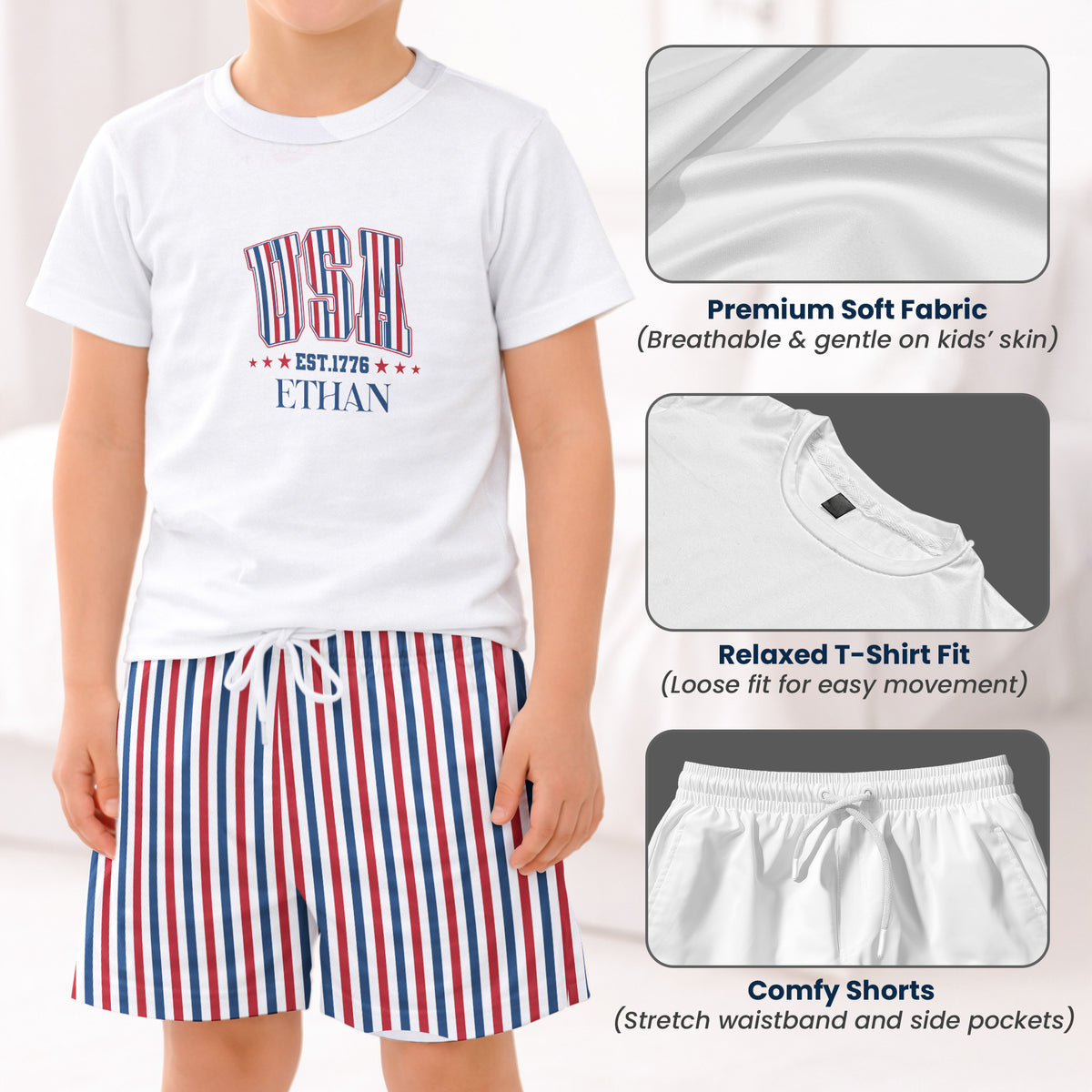 Usa-Est-1776-250Th-Birthday-Personalized-Kids-Clothing-Set-6