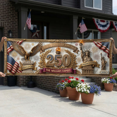 USA Decor Faux Pattern - Personalized Banner