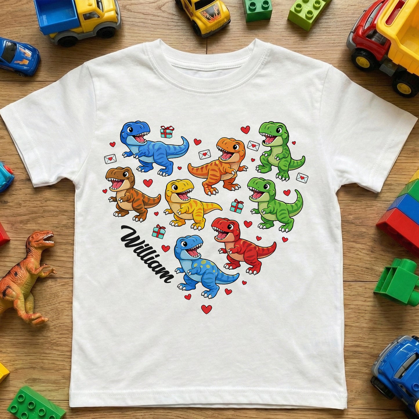 Valentine Monster Truck Dinosaur Construction Racing Car Gift For Boy - Personalized Shirt