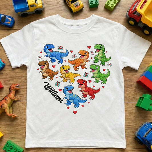 Valentine Monster Truck Dinosaur Construction Racing Car Gift For Boy - Personalized Shirt