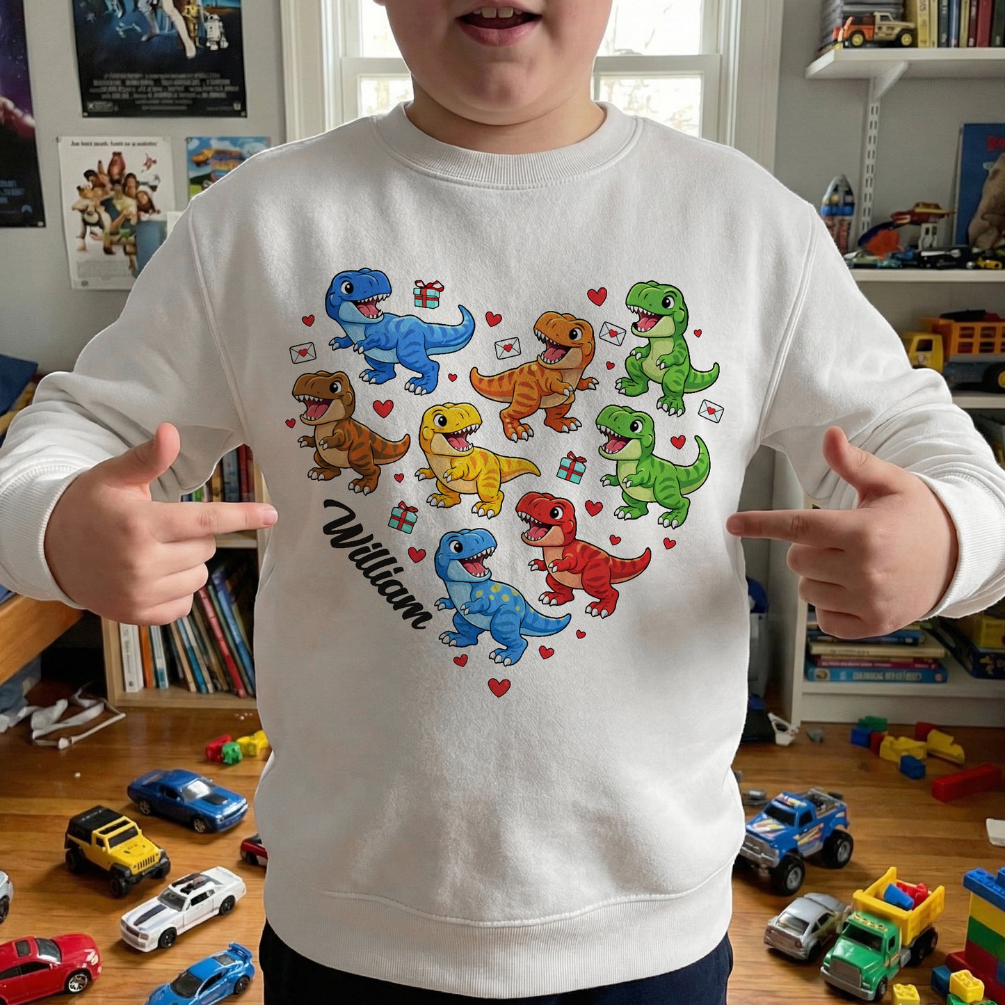 Valentine Monster Truck Dinosaur Construction Racing Car Gift For Boy - Personalized Shirt