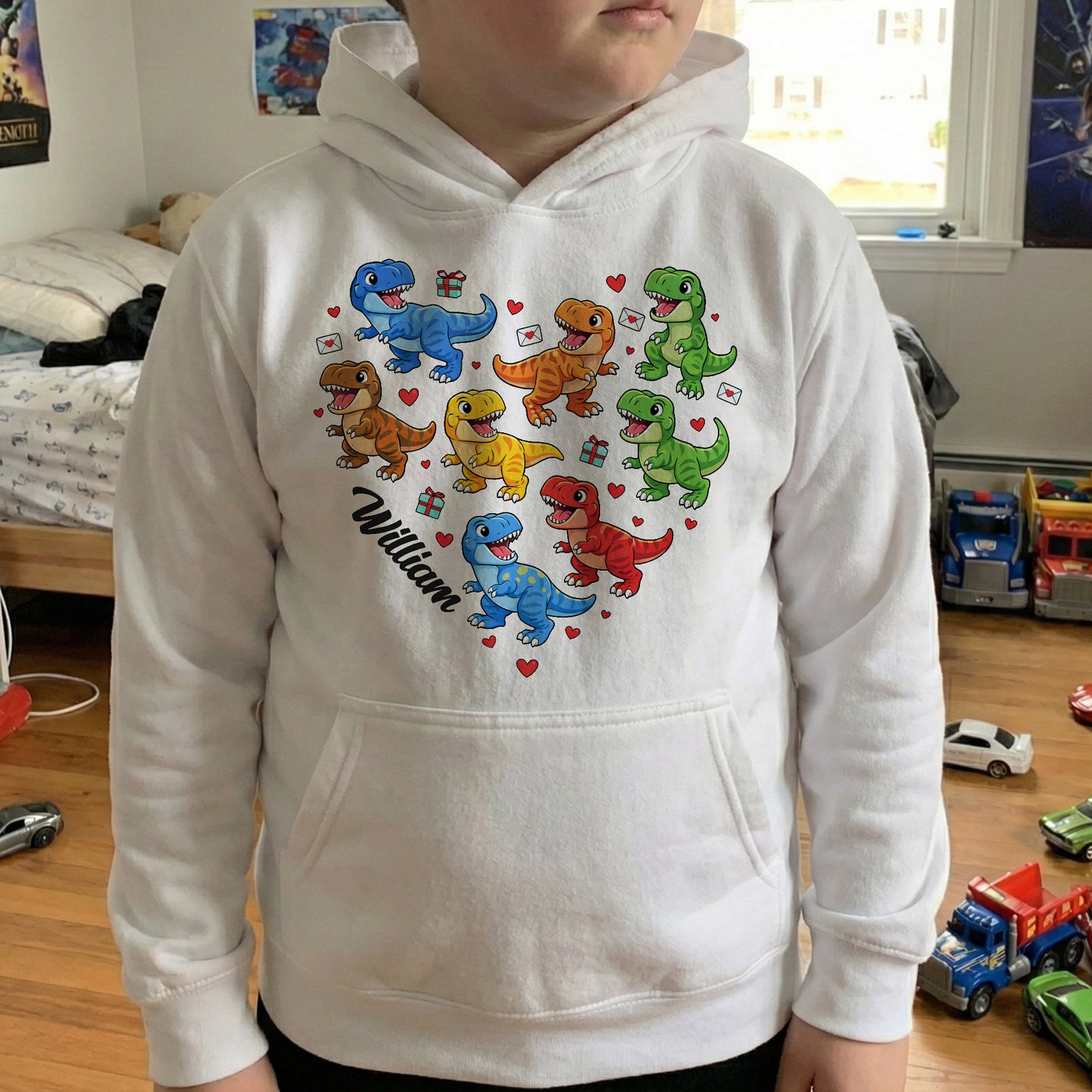 Valentine Monster Truck Dinosaur Construction Racing Car Gift For Boy - Personalized Shirt