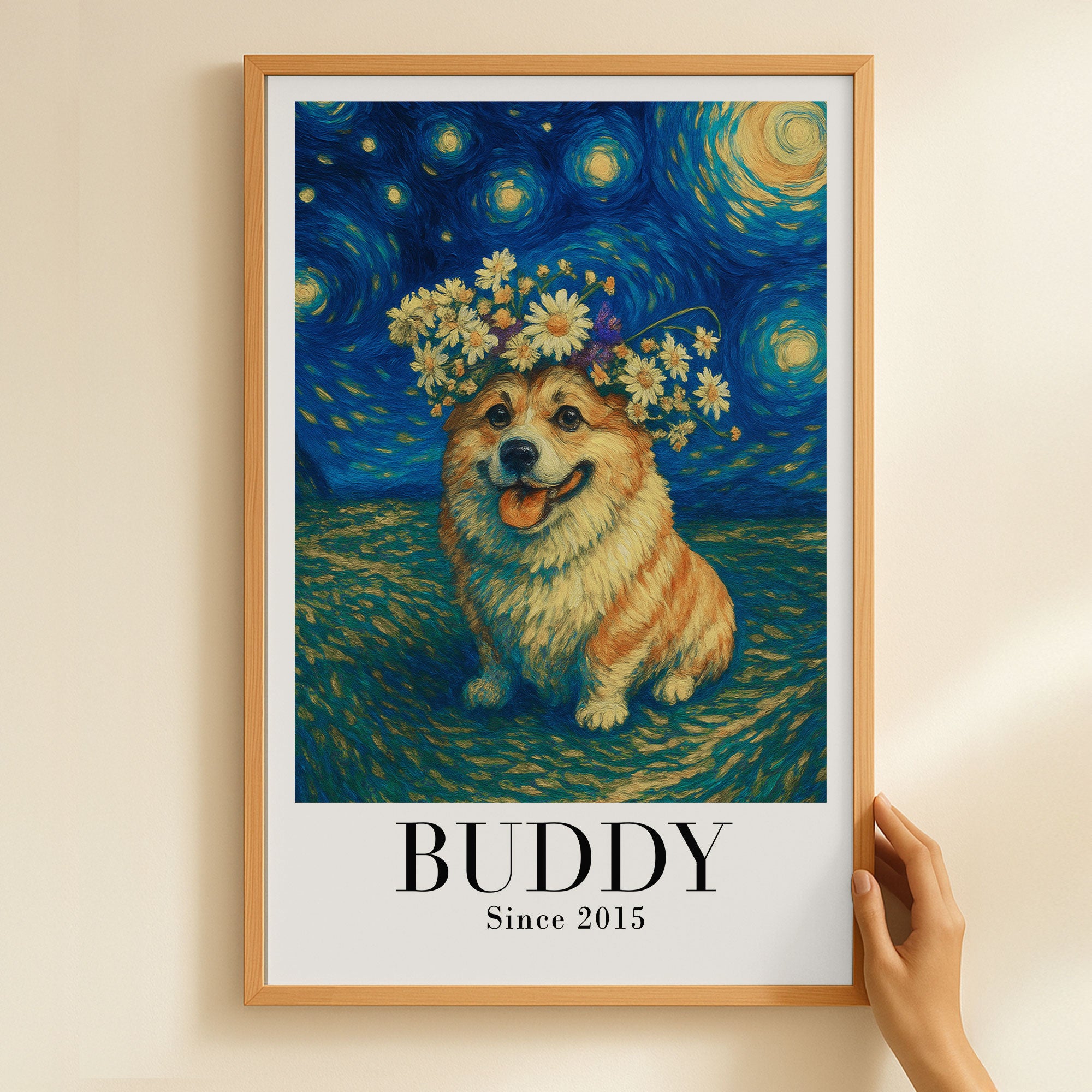Van Gogh Wall Art Pet Portrait Art Dog Lovers Cat Lovers Gift - Personalized Photo Poster