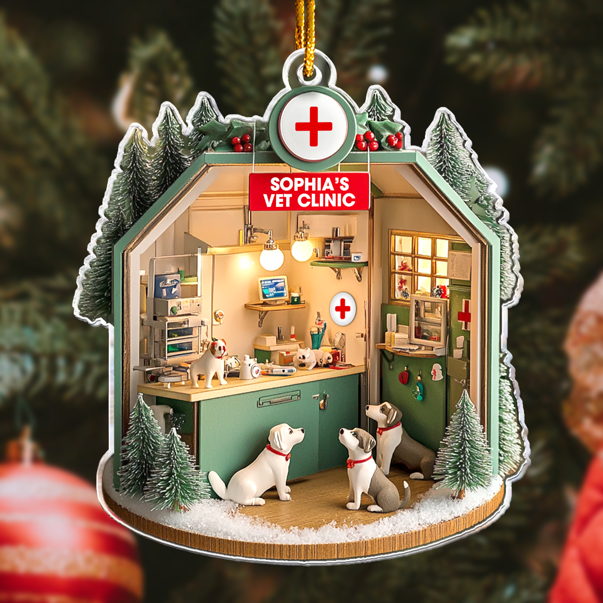 Vet Clinic Ornament - Veterinarian Clinic Christmas Decoration - Personalized Acrylic Ornament