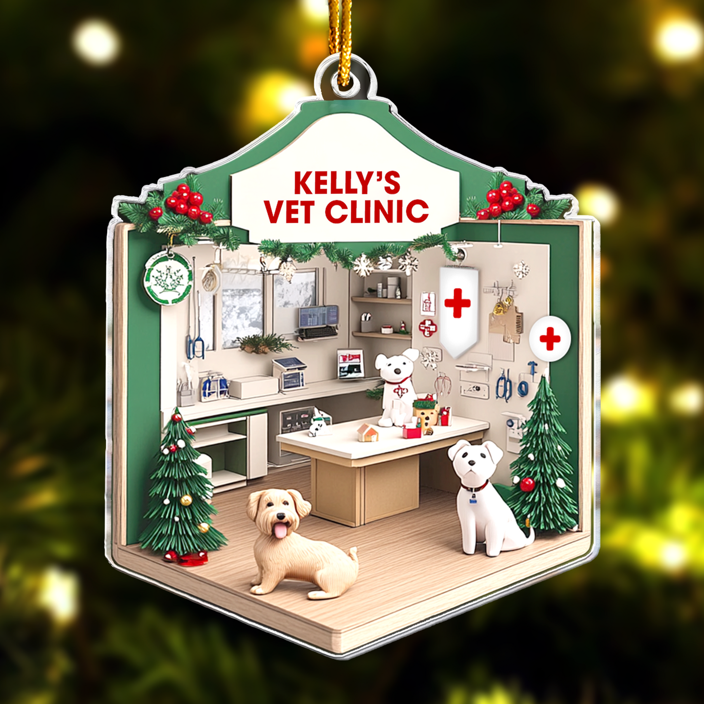 Vet Clinic Ornament - Veterinarian Clinic Christmas Decoration - Personalized Acrylic Ornament