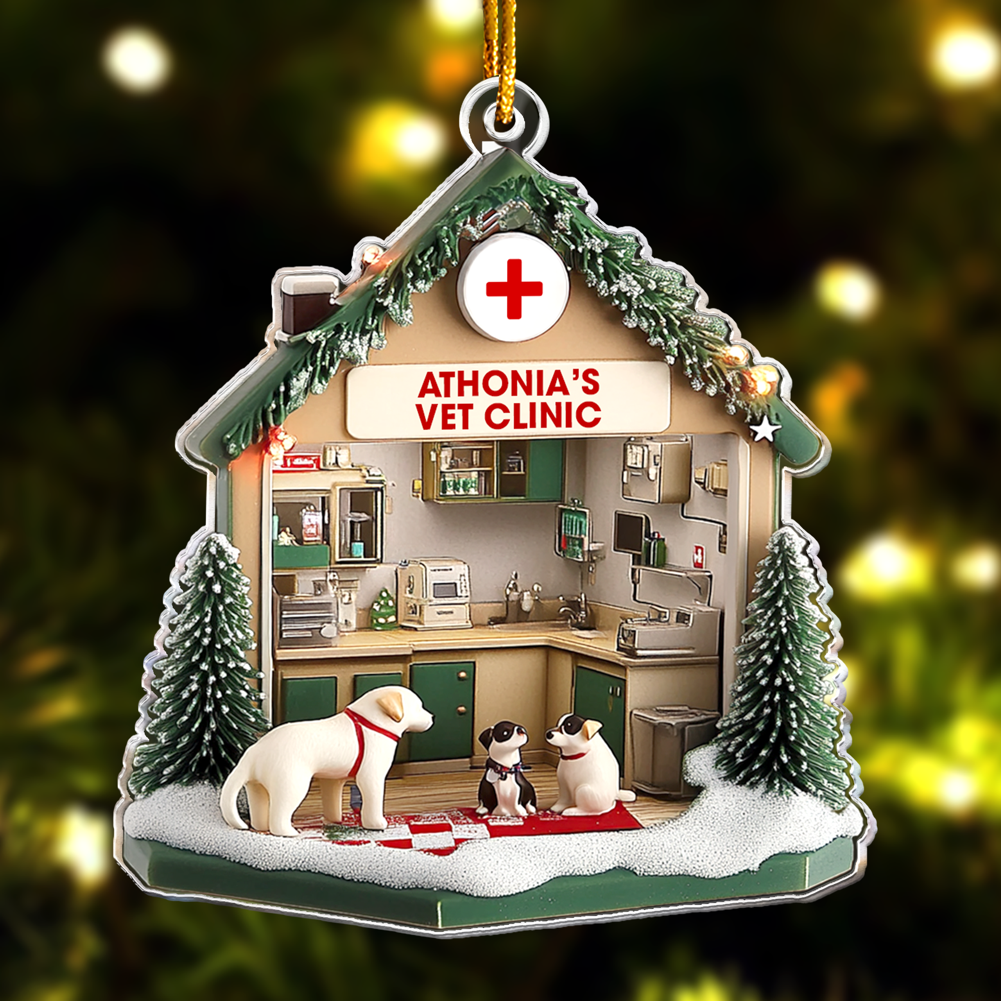 Vet Clinic Ornament - Veterinarian Clinic Christmas Decoration - Personalized Acrylic Ornament