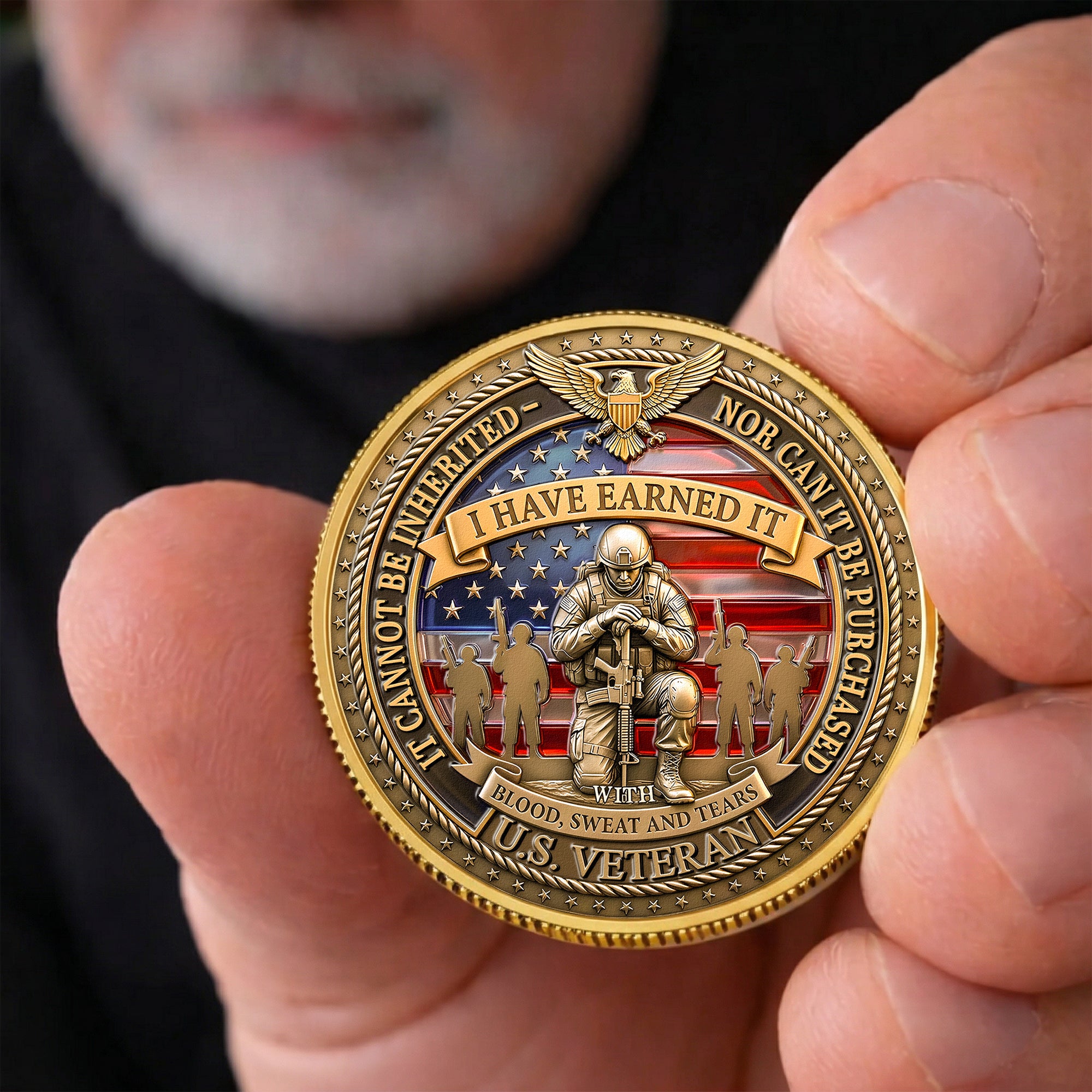 Veteran Memorial 250 Years Of Freedom Keepsake Upload Photo - Personalized Coin