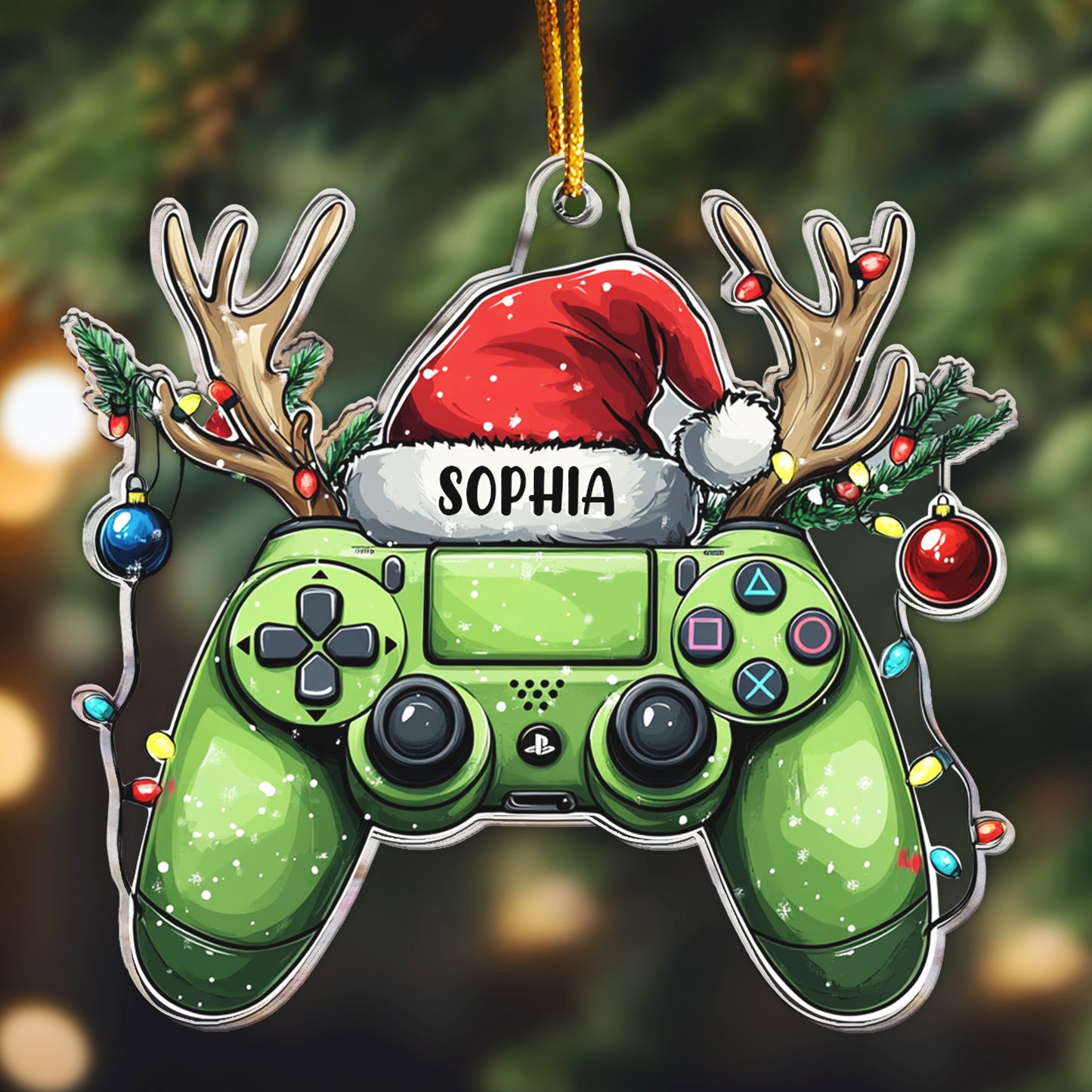 Video Gamer Ornament - Christmas Game Controller - Personalized Acrylic Ornament