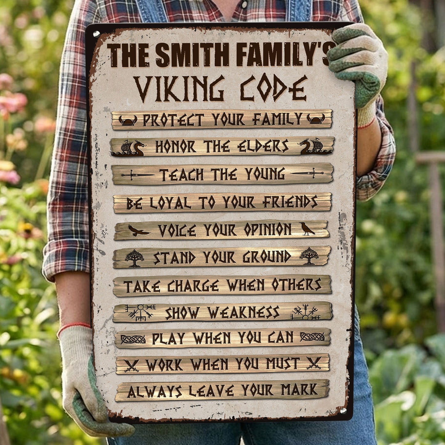 Viking Code Gif, Ethnic Norse, Norse Mythology - Personalized Metal Sign