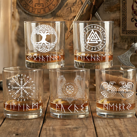 Viking Runes, Nordic - Personalized Whiskey Glass