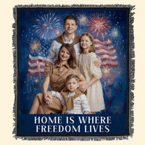 Vintage 4Th Of July Wall Art - Personalized Photo Woven Blanket