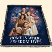 Vintage 4Th Of July Wall Art - Personalized Photo Woven Blanket