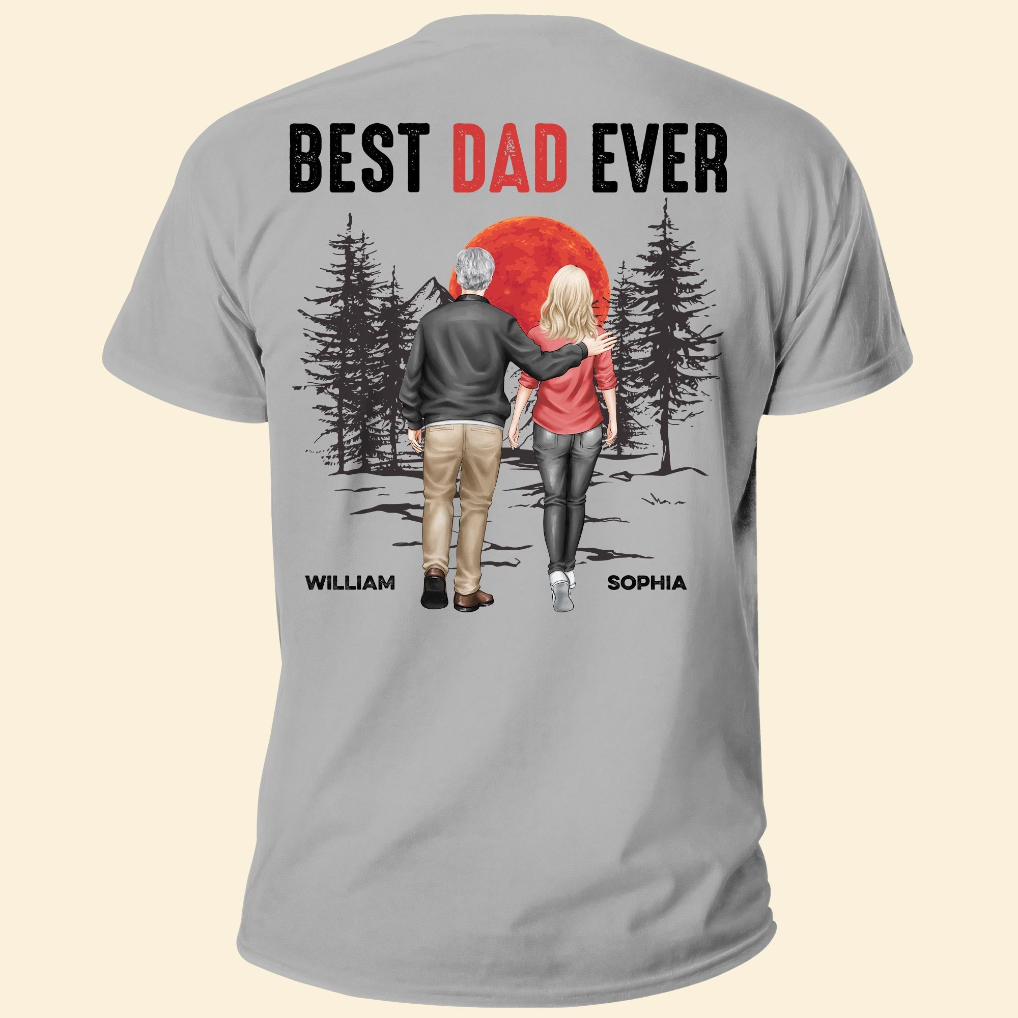 Vintage Best Dad Ever - New Version Dad & Daughter, Son Walking - Personalized Shirt