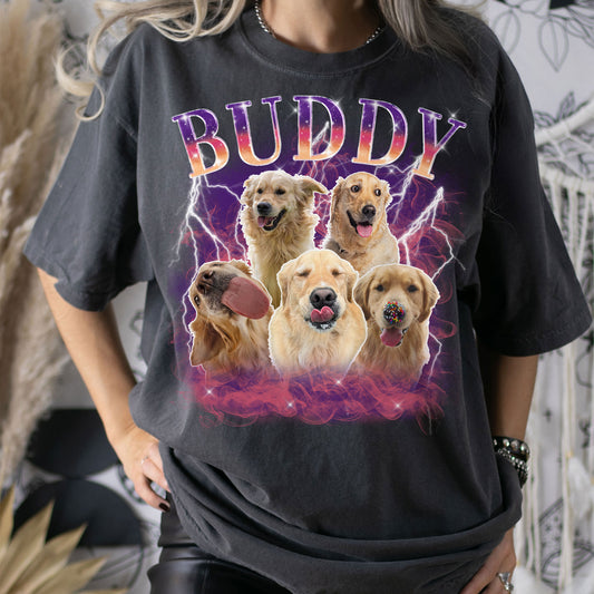 Vintage Bootleg Custom Photo Pet - Personalized Photo Comfort Tee