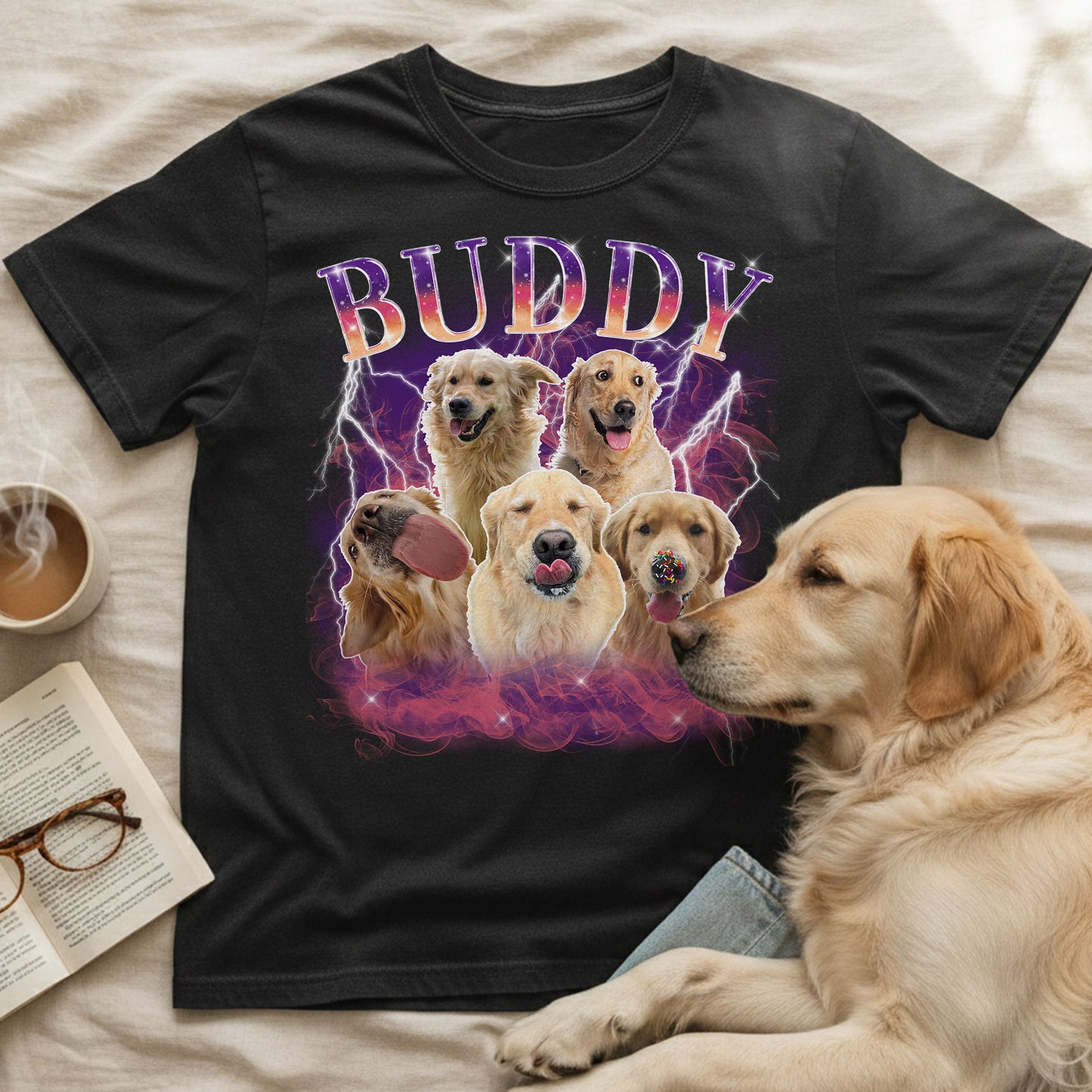 Vintage Bootleg Custom Photo Pet - Personalized Photo Comfort Tee