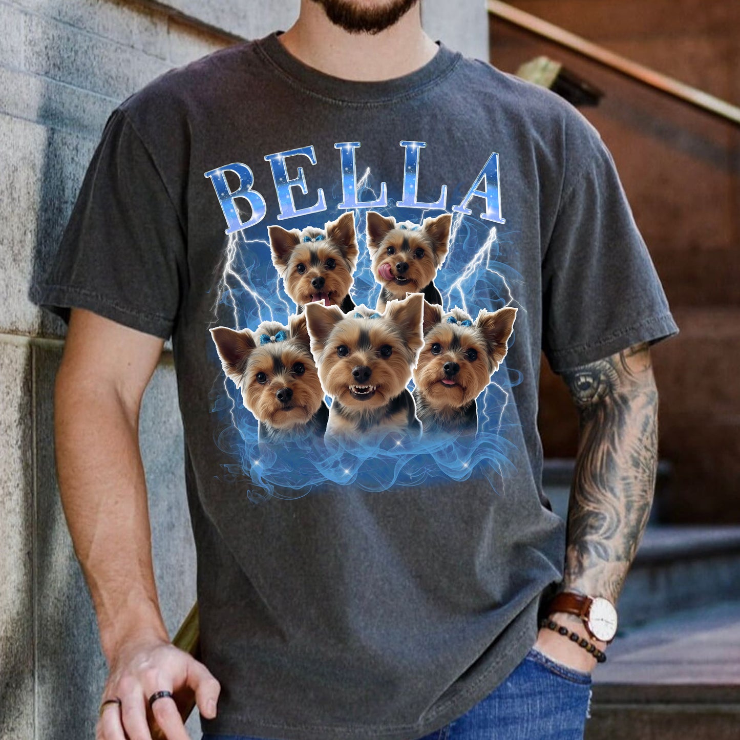 Vintage Bootleg Custom Photo Pet - Personalized Photo Comfort Tee