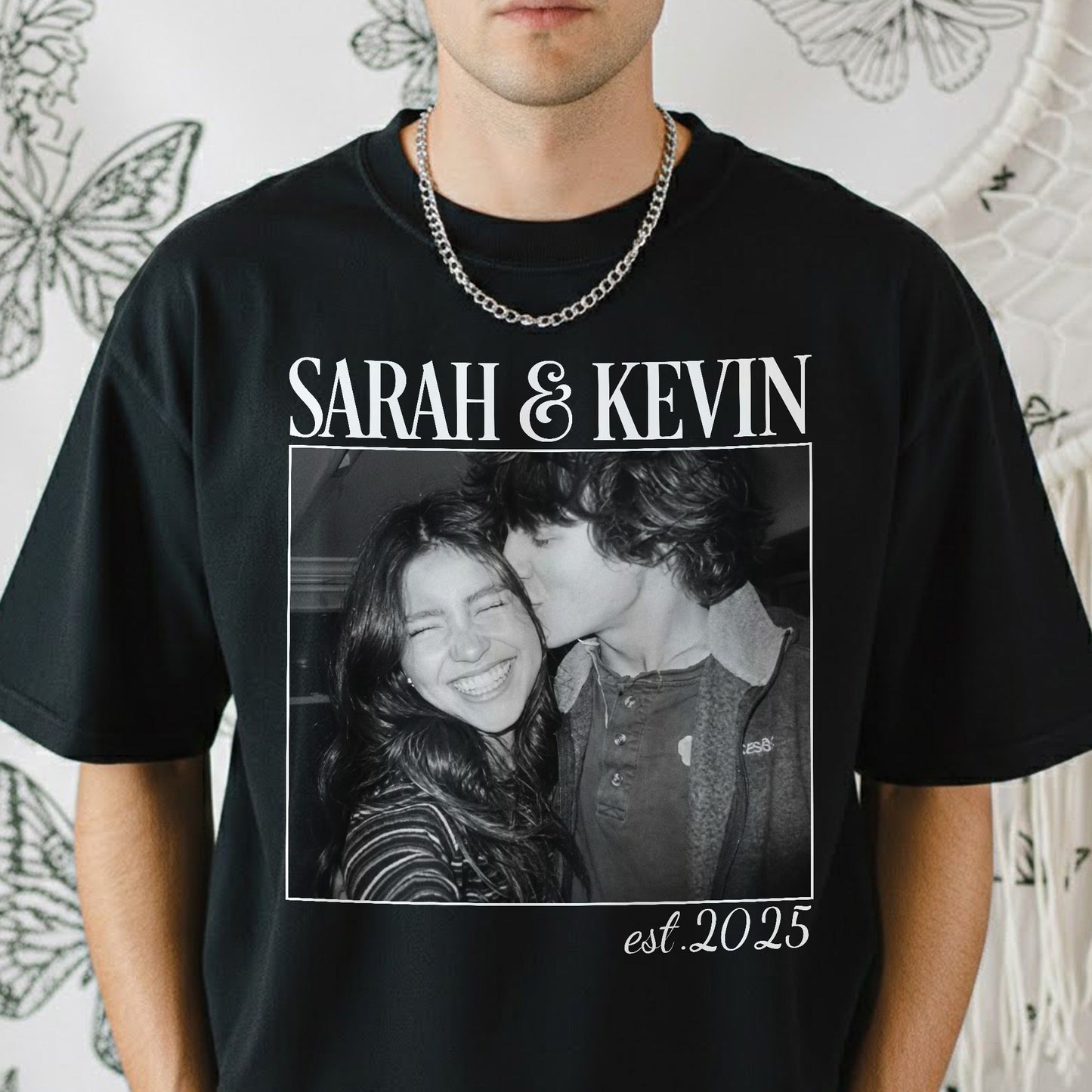 Vintage Couple Picture Matching, Anniversary Gift, Valentine's Day Gifts - Personalized Photo Comfort Tee