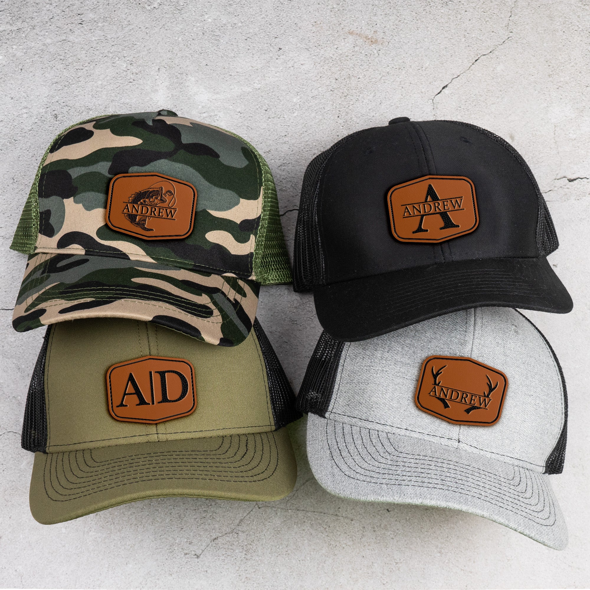 Father's Day Gifts, Vintage Custom Name & Symbols For Men, Husband, Dad - Personalized Leather Patch Hat