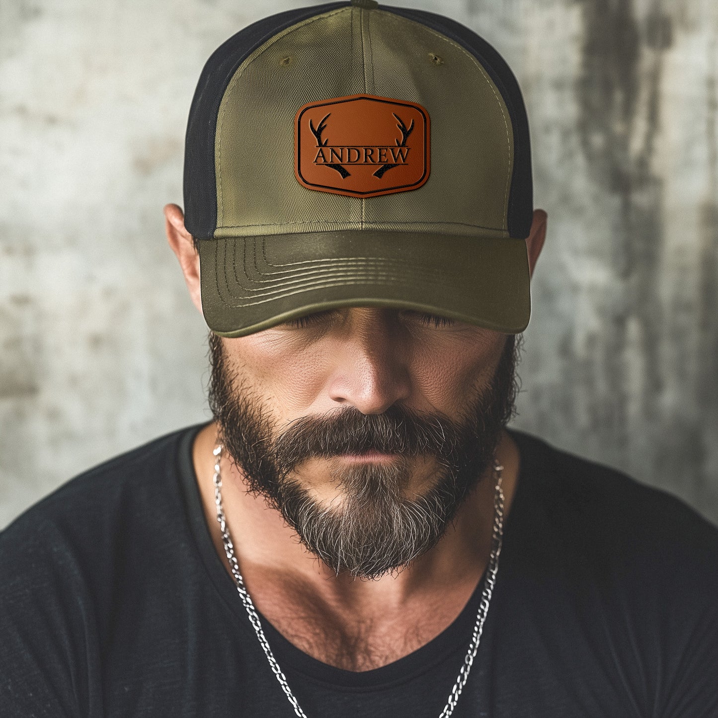 Vintage Custom Name & Symbols For Men, Husband, Dad - Personalized Leather Patch Hat