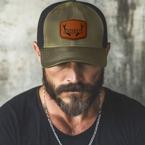 Vintage Custom Name & Symbols For Men, Husband, Dad - Personalized Leather Patch Hat