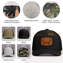 Vintage Custom Name & Symbols For Men, Husband, Dad - Personalized Leather Patch Hat