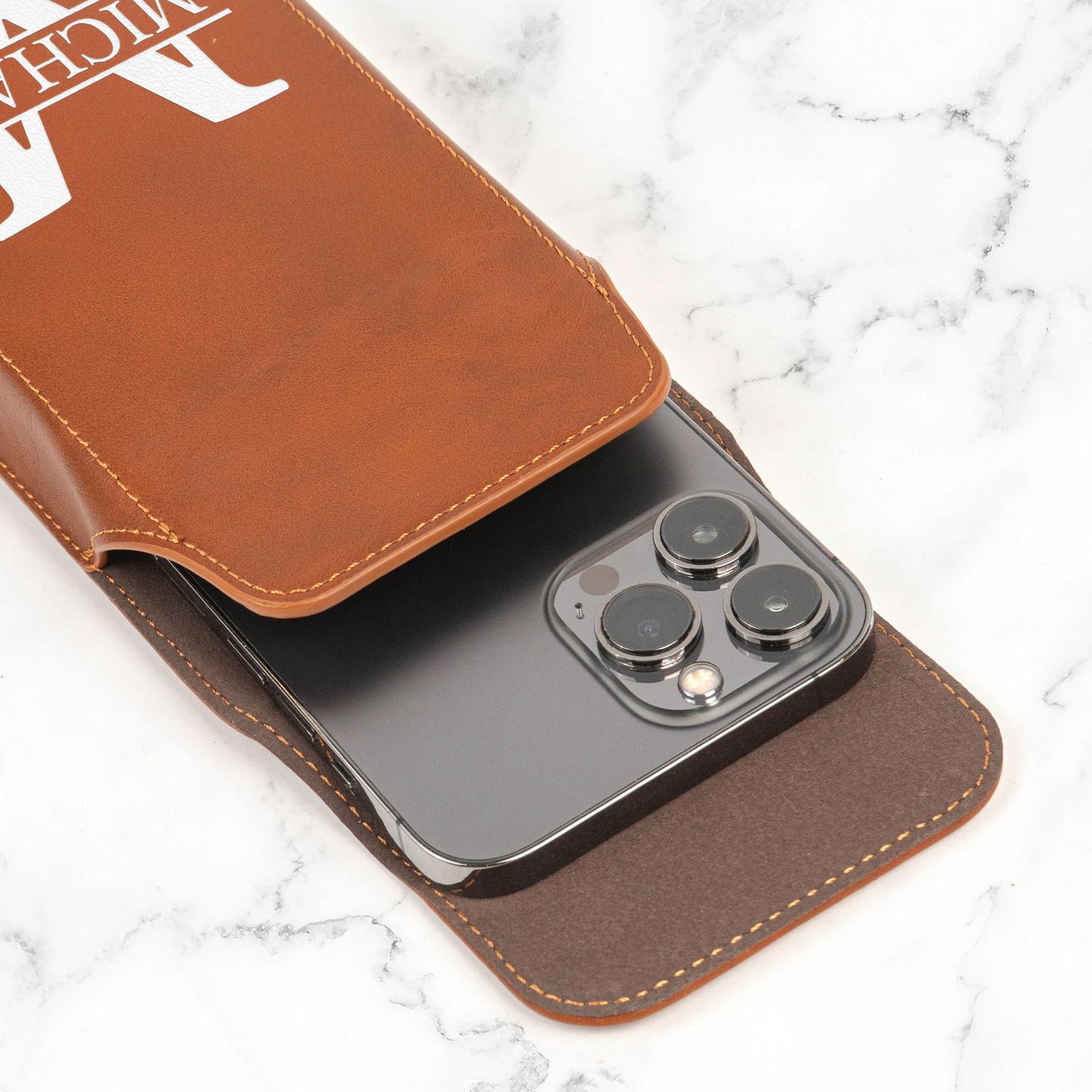 Vintage Custom Name & Symbols For Men, Husband, Dad - Personalized Leather Phone Holster