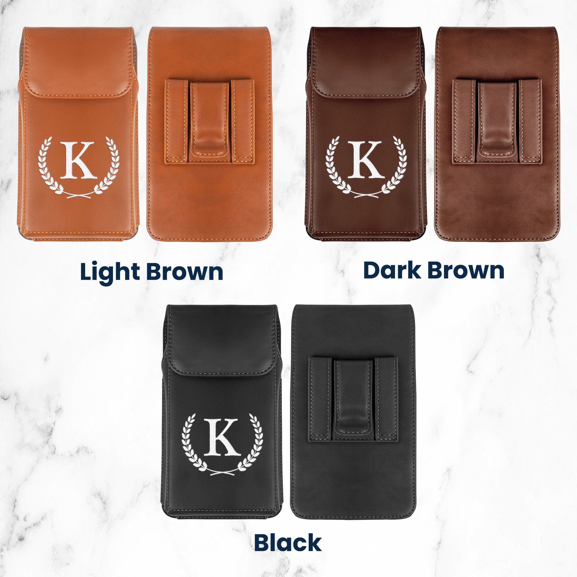 Vintage Custom Name & Symbols For Men, Husband, Dad - Personalized Leather Phone Holster