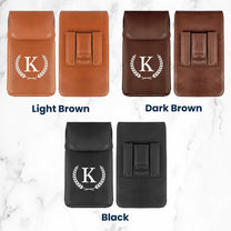 Vintage Custom Name & Symbols For Men, Husband, Dad - Personalized Leather Phone Holster