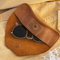 Vintage Custom Name, Initial For Men, Grandpa, Husband, Dad - Personalized Leather Glasses Case