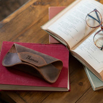 Vintage Custom Name, Initial For Men, Grandpa, Husband, Dad - Personalized Leather Glasses Case