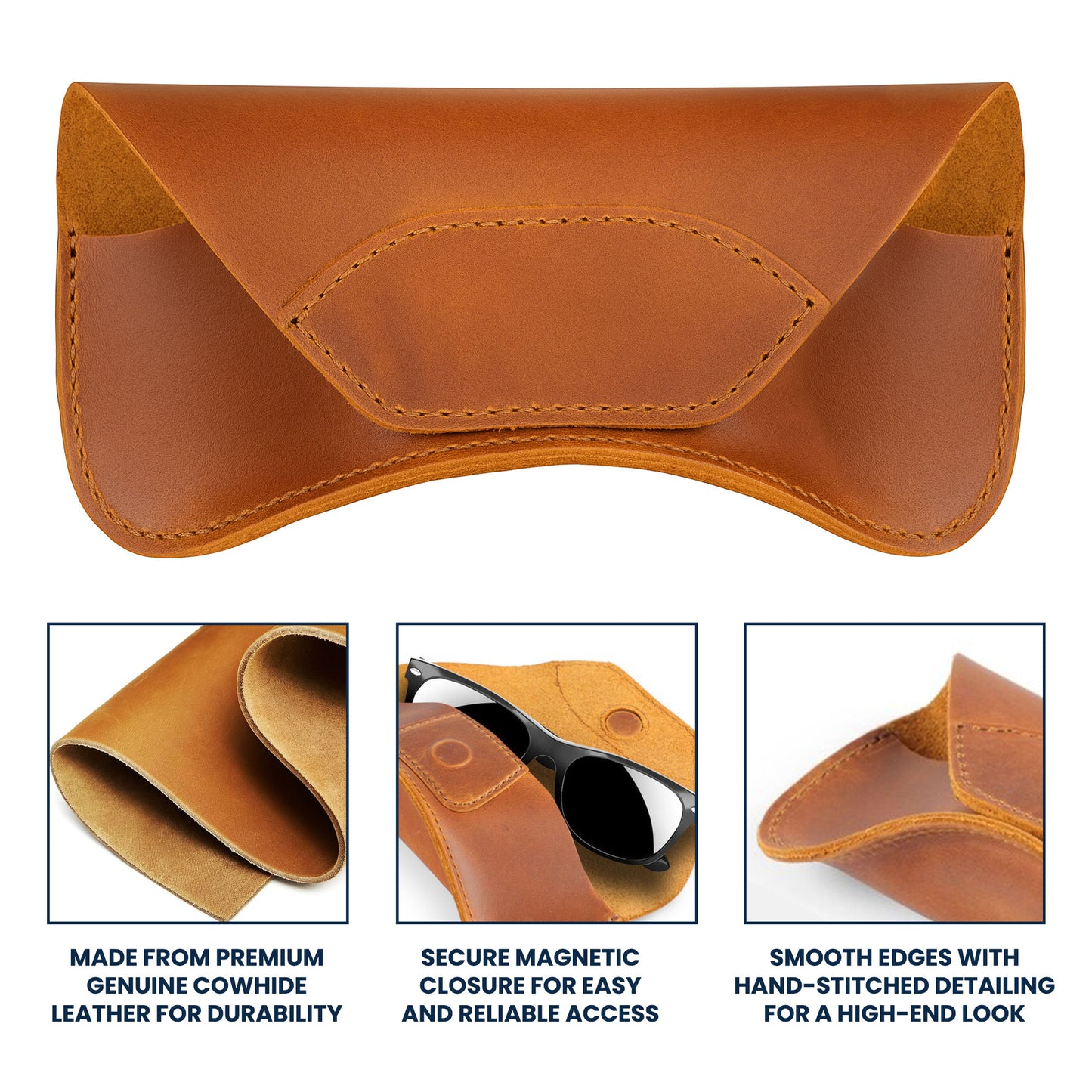 Vintage Custom Name, Initial For Men, Grandpa, Husband, Dad - Personalized Leather Glasses Case