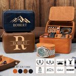 Vintage Custom Name, Initial For Men, Grandpa, Husband, Dad - Personalized Watch Travel Case