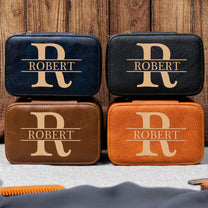 Vintage Custom Name, Initial For Men, Grandpa, Husband, Dad - Personalized Watch Travel Case