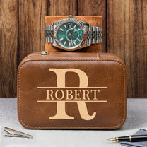 Vintage Custom Name, Initial For Men, Grandpa, Husband, Dad - Personalized Watch Travel Case