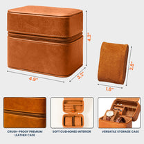 Vintage Custom Name, Initial For Men, Grandpa, Husband, Dad - Personalized Watch Travel Case