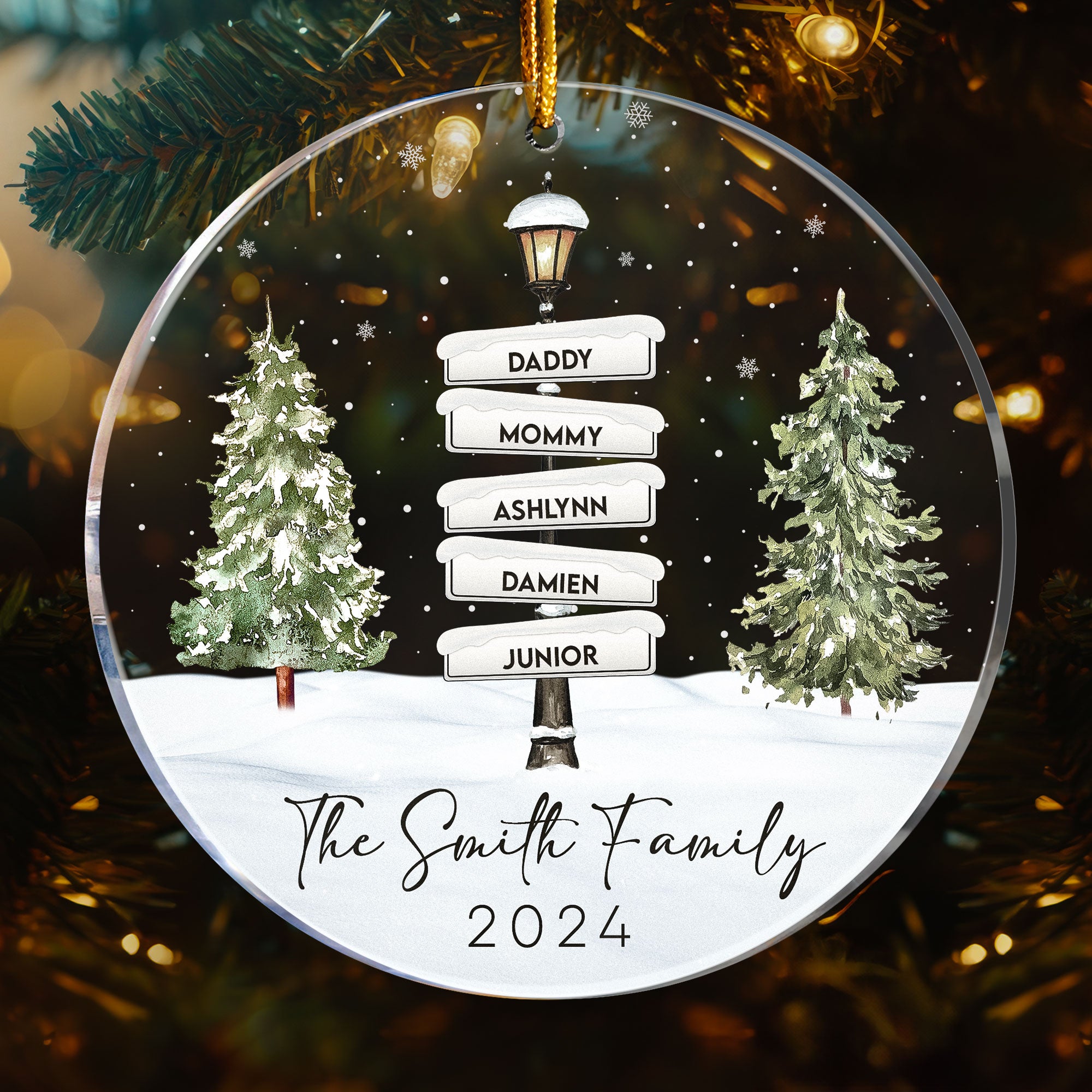 Vintage Family Lamp Post Signs - Personalized Acrylic Ornament