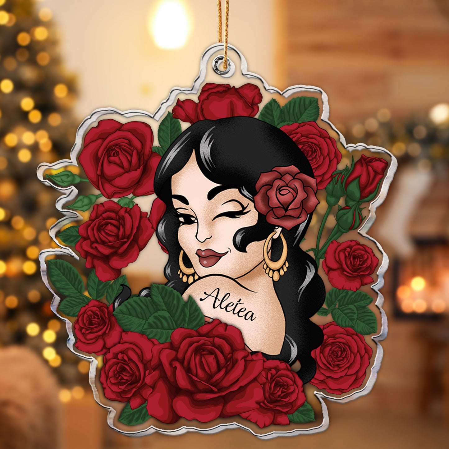 Vintage Latin Girl - Personalized Acrylic Ornament