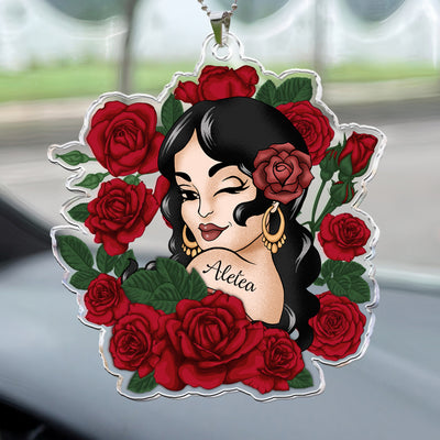 Vintage Latin Girl - Personalized Rear View Mirror Accessory