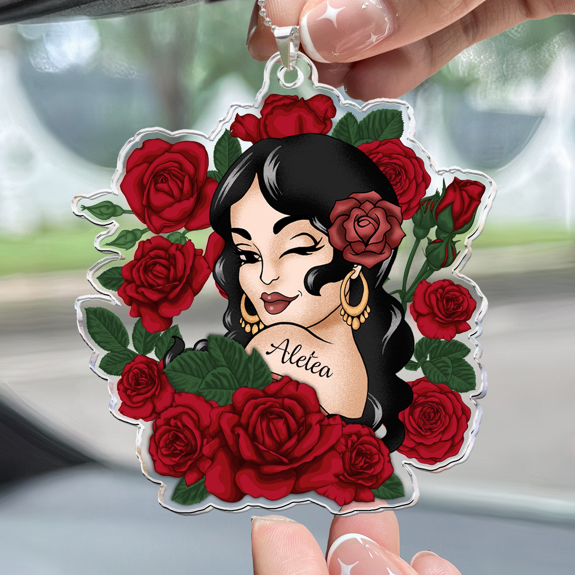 Vintage Latin Girl - Personalized Car Ornament