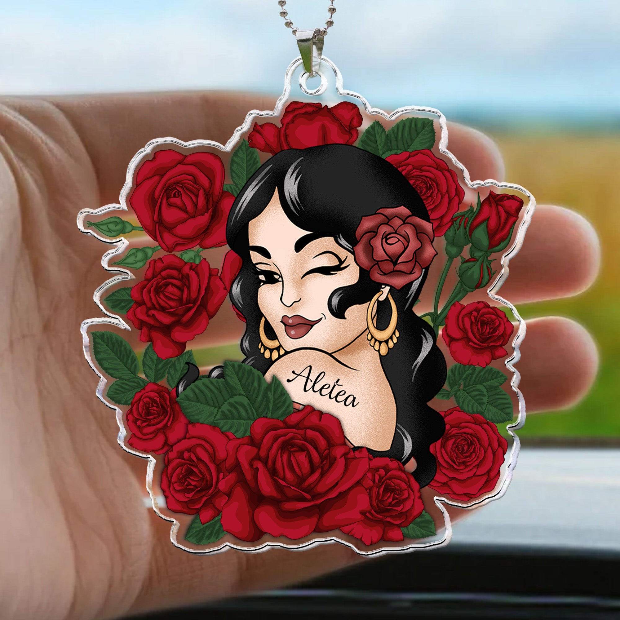 Vintage Latin Girl - Personalized Car Ornament